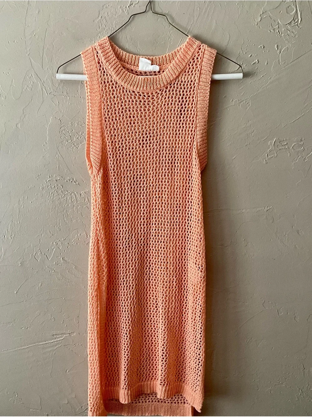 Roxy Peach Open-Knit Sleeveless Coverup